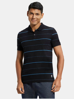 Jockey - UM15 Men Cotton Striped Polo T-Shirt - Black and Stellar