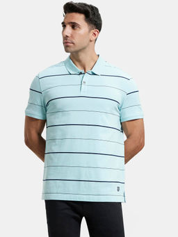 Jockey - UM15 Men Cotton Striped Polo T-Shirt - Sea Angel and Navy