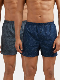 Jockey - 8222 Men Super Combed Cotton Inner Boxers - Black & Navy Blue (Pack of 2)