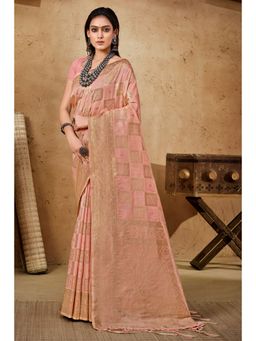 EXCLUSIVA - Pink Banarasi Saree with Unstitched