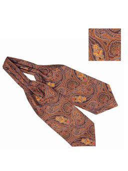 The Tie Hub - Empire Orange Paisley Cravat and Pocket Square Combo For Men
