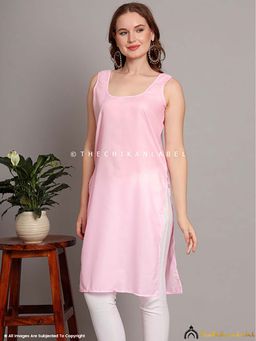 The Chikan Label - Cotton Camisole Inners for Kurtis and Kurta Baby Pink