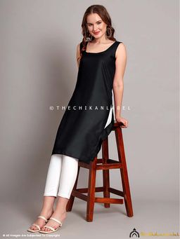 The Chikan Label - Cotton Camisole Inners for Kurtis and Kurta Black
