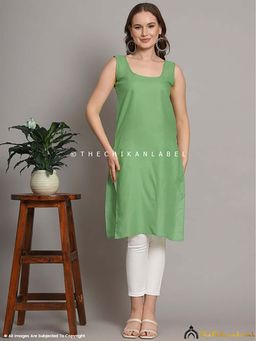 The Chikan Label - Cotton Camisole Inners for Kurtis and Kurta Green