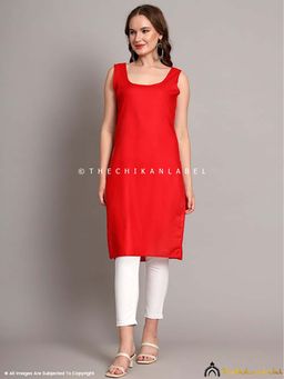 The Chikan Label - Cotton Camisole Inners for Kurtis and Kurta Red