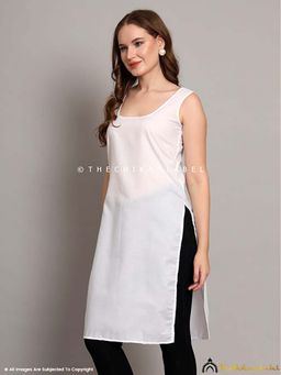 The Chikan Label - Cotton Camisole Inners for Kurtis and Kurta White