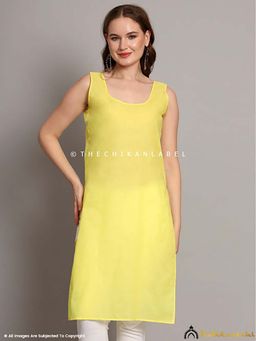 The Chikan Label - Cotton Camisole Inners for Kurtis and Kurta Lime Yellow