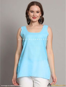 The Chikan Label - Cotton Short Camisole Inners for Kurtis and Kurta Sky Blue