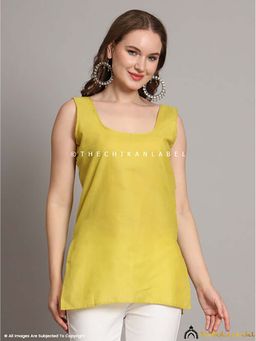 The Chikan Label - Cotton Short Camisole Inners for Kurtis and Kurta Mehendi Green