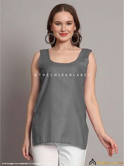 The Chikan Label - Cotton Short Camisole Inners for Kurtis and Kurta Grey
