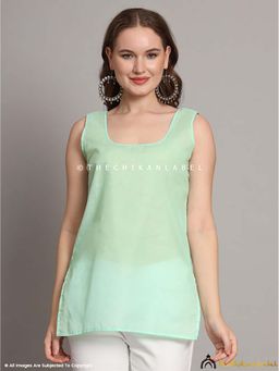 The Chikan Label - Cotton Short Camisole Inners for Kurtis and Kurta Light Green