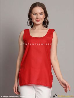 The Chikan Label - Cotton Short Camisole Inners for Kurtis and Kurta Red