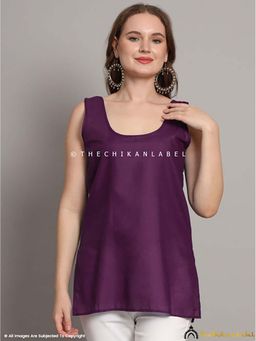 The Chikan Label - Cotton Short Camisole Inners for Kurtis and Kurta Wine