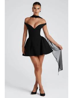 Bee Boe - Bardot Tulle Black Mini Dress