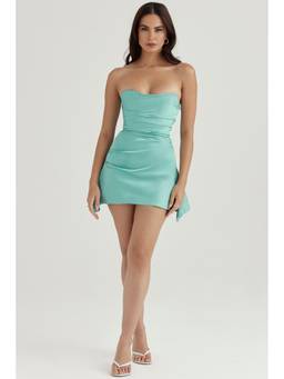 Bee Boe - Silk Satin Jade Cowl Mini Dress