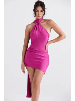 Bee Boe - Pink Asymmetric Drape Mini Dress