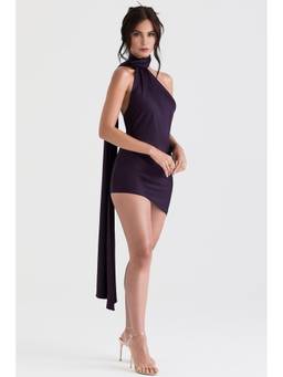 Bee Boe - Black Asymmetric Drape Mini Dress