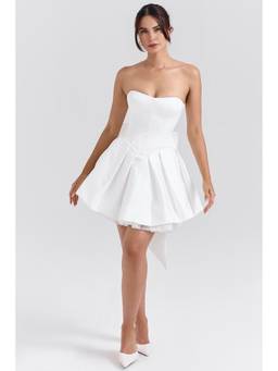 Bee Boe - White Bow Back Tulle Mini Dress