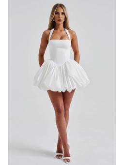 Bee Boe - Halter Elegance Ivory Mini Dress
