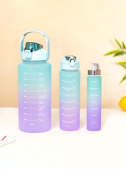 Nestasia - Set Of 3 Green & Lavender Stay Hydrated Motivational Water Bottles