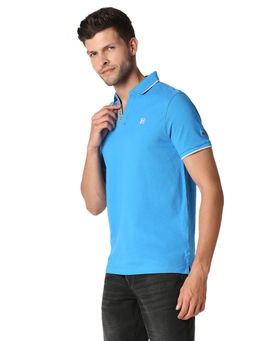 Being Human - Men Solid Blue Polo T-Shirt