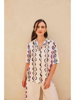 HOUSE OF SAL - Satin Printed Shirt - Multi-Color