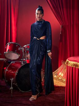 House of Fett - Tiara Cutout Gown - Navy Blue