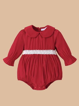 Hopscotch - Red Lace Embellished Onesie