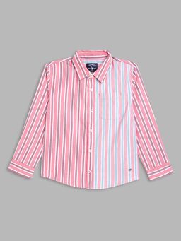 Blue Giraffe - Boys Pink Stripes Shirt