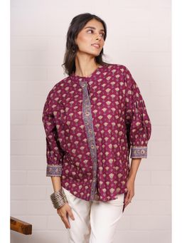 NAVYAS FASHION - Powder Blue Printed High-Low Cotton Top