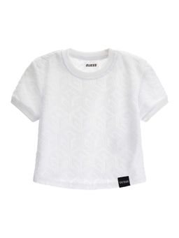 Guess - Girls White Polyester Round Neck T-Shirt