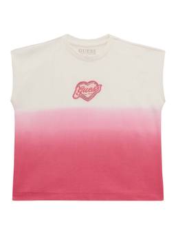 Guess - Girls Multi-Color Cotton Blend Round Neck T-Shirt