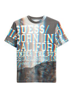 Guess - Boys Grey Cotton Blend Round Neck T-Shirt