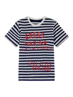 Guess - Boys Multi-Color Cotton Blend Round Neck T-Shirt