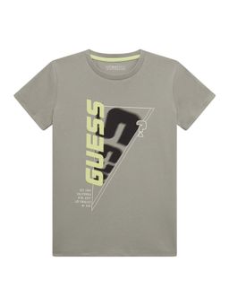 Guess - Boys Grey Cotton Blend Round Neck T-Shirt