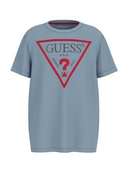 Guess - Boys Blue Cotton Blend Round Neck T-Shirt