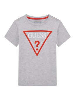 Guess - Boys Grey Cotton Blend Round Neck T-Shirt