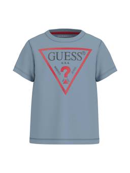 Guess - Boys Blue Cotton Blend Round Neck T-Shirt