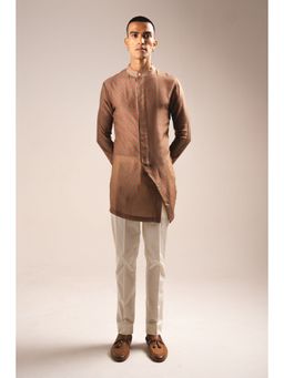 Project Bandi - Khakhi Marigold Side Slit Kurta Pajama (Set of 2)