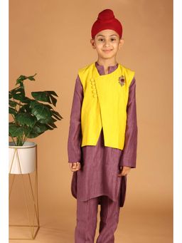 Tilsim by Sagarika Mehrotra - Genda Gulmohar Purple Hand Embroidery Kurta And Pyjama With Jacket