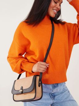 Accessorize London - Womens Natural Two Tone Felt Cross Body Bag