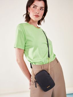 Accessorize London - Womens Black Chain Strap Phone Purse