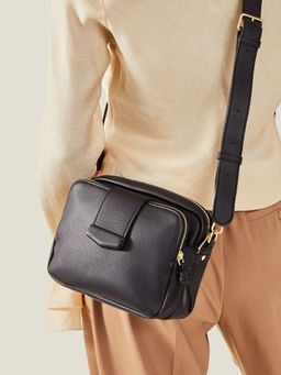 Accessorize London - Women's Black Functional Crossbody Bag
