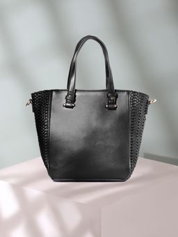 Accessorize London - Women's Black Woven Handheld Bag