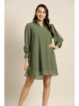 Qurvii - Olive Colour Shirt Dress