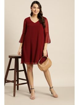 Qurvii - Maroon A-Line Dress