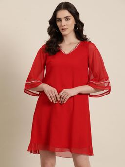 Qurvii - Red Georgette Party Dress
