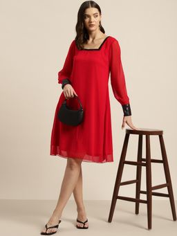 Qurvii - Red Georgette Sequins Party Dress