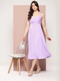 Qurvii - Stylish Lavender Midi Dress