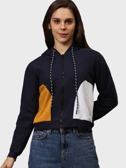 Campus Sutra - Navy Blue Solid Sweatshirt